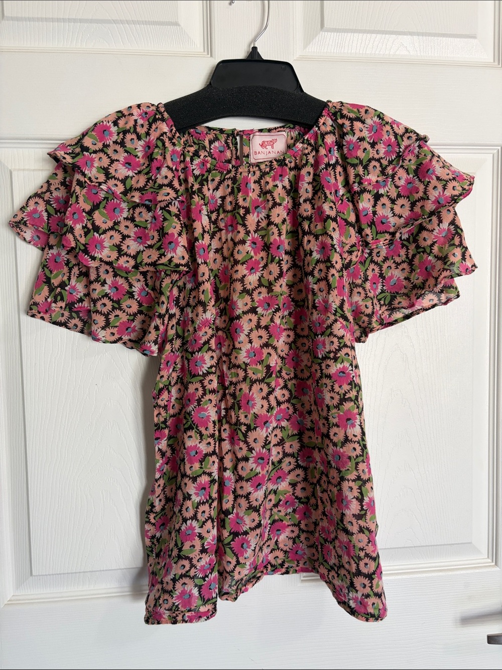 Banjanan Pink Floral Ruffle Sleeve Blouse